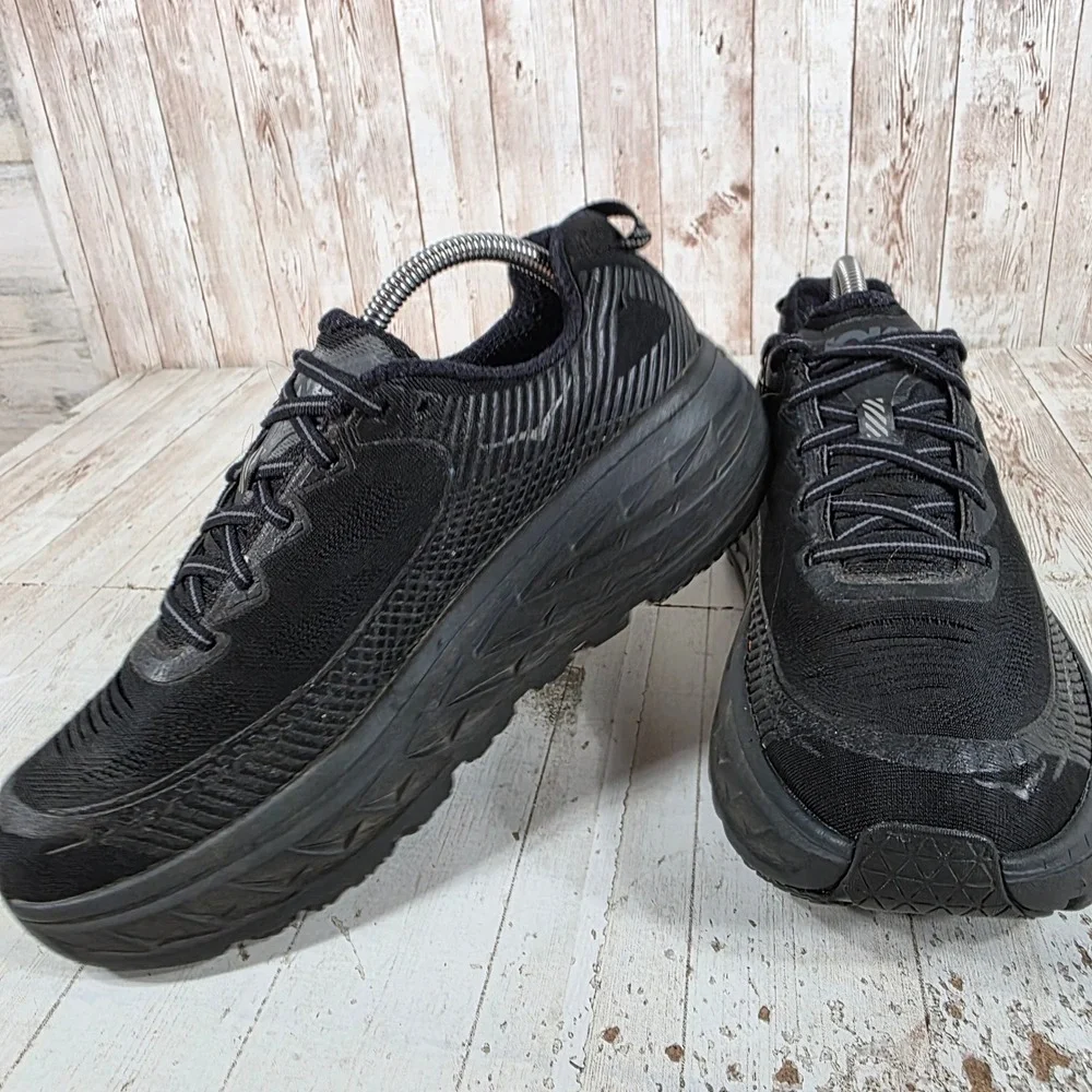 Hoka One One Bondi 5 Wide Mens 8.5 2E Black Running Shoes 1016604 BANT